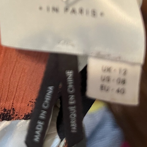 HD in PARIS Anthropologie Cream Brush/Watercolor Chiffon Jeweled Dress 8 - Picture 5 of 5